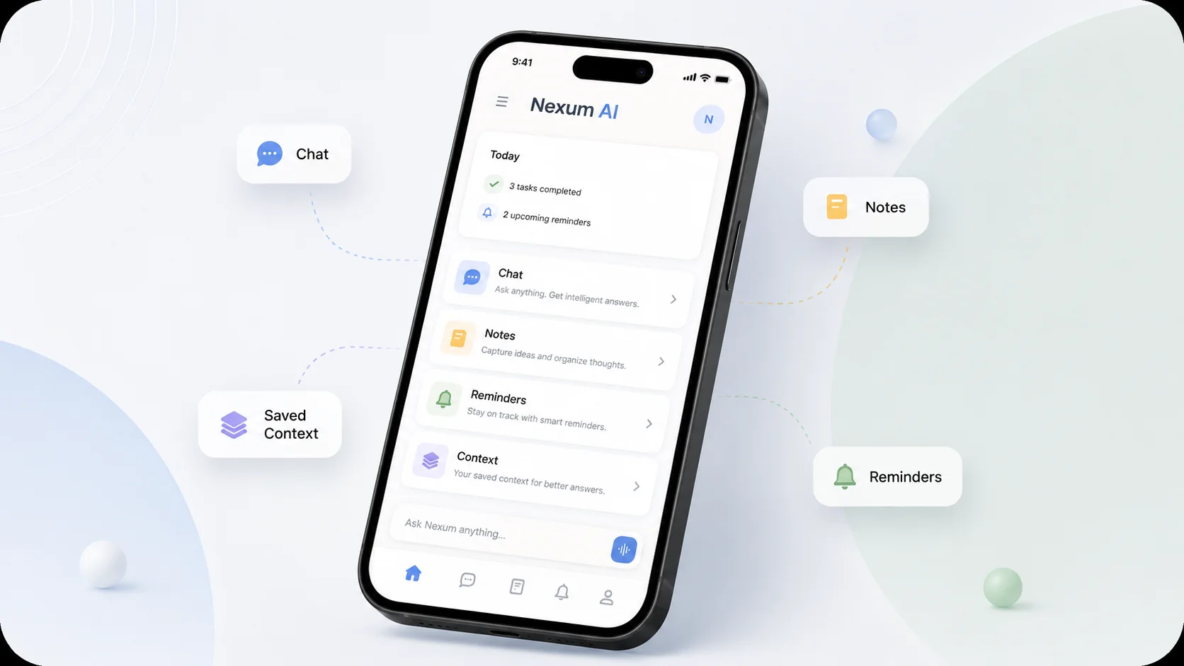 Nexum: AI Task Planner mobile interface preview